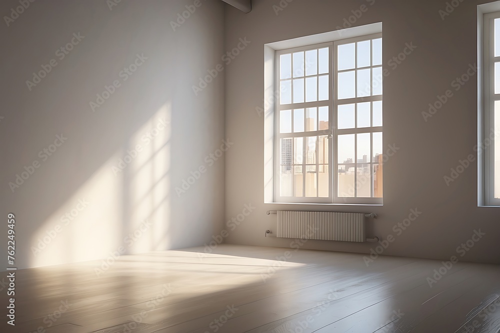 Empty room with window and white wall. Mock up Empty room with window and white wall. Mock up