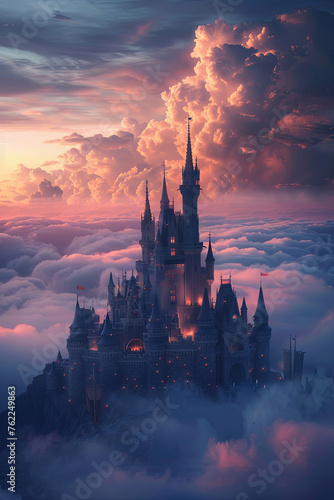 A fairy tale kingdom above the sea of clouds © grey