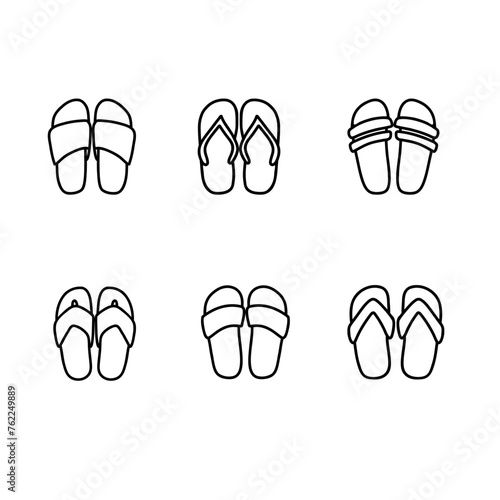 Flip flops set vector design illustration isolated on white background. Hand drawn.