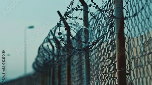 Barbed wire fence to prevent intruders  anti-refugee group entering wall