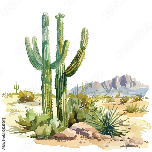 Watercolor Desert Clipart isolated on white background