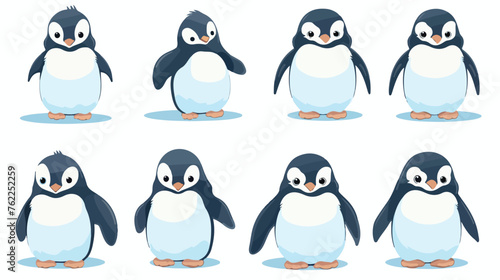 Cute penguin collection animal cartoon flat vector