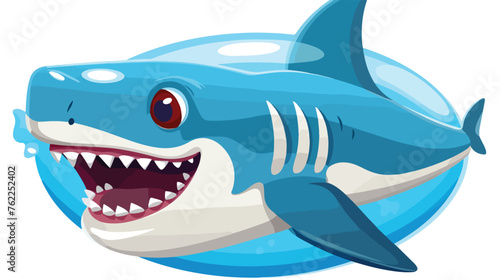 Cute shark inflatable ring icon cartoon flat vector