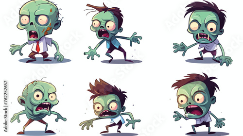 Cute zombies isolated on white background. Zombie