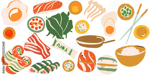 Korean street food set. Flat vector illustration great design for any purposes.