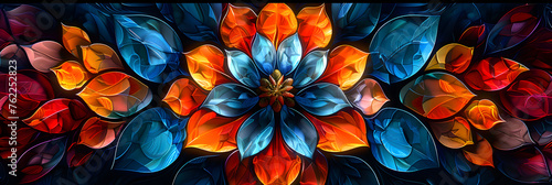 Stained glass abstract background Fractal flower , Trendy abstract design