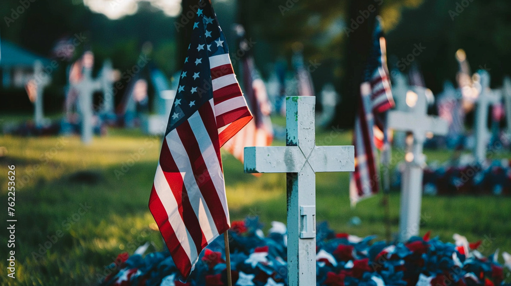 Cross on the grave of a veteran.