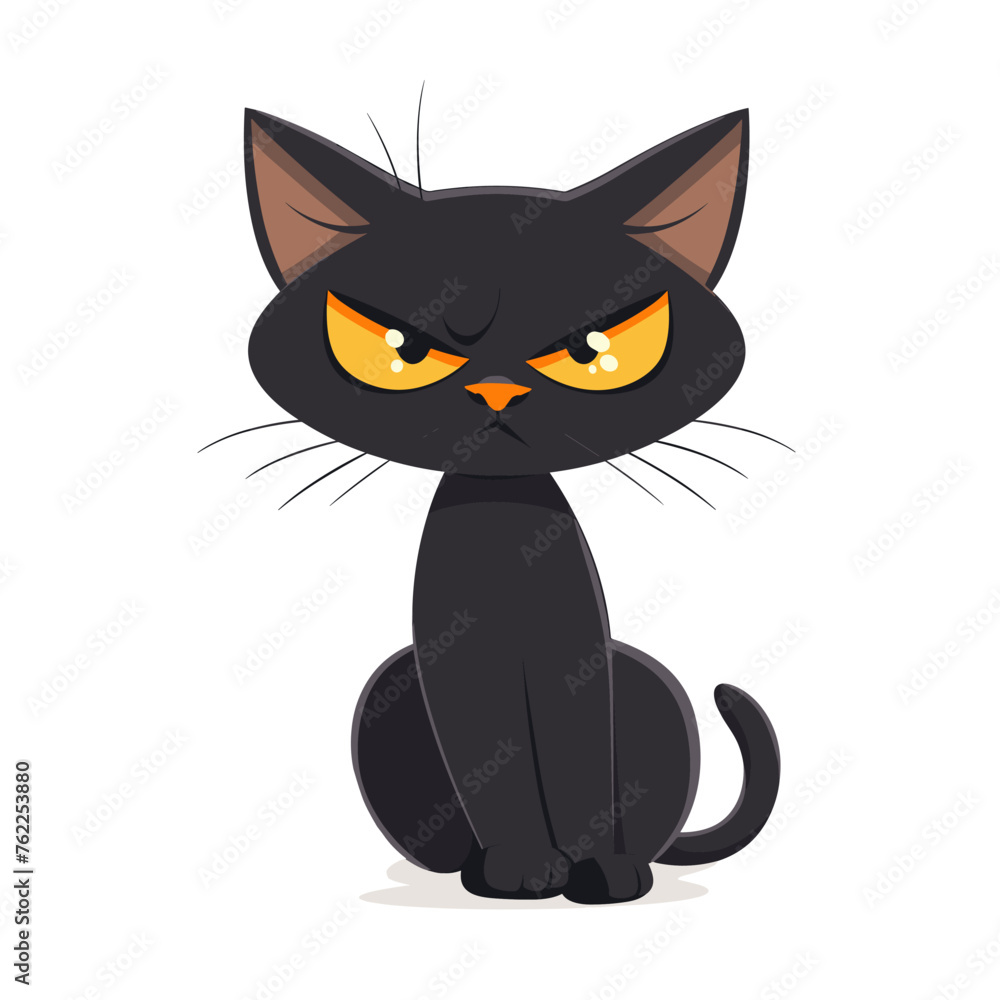 Cute black cat isolated on white background. Cartoon vector illustration. Cute black cat isolated on white background. Cartoon vector illustration.