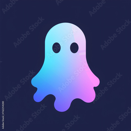 A gradient colored ghost icon on a dark background.