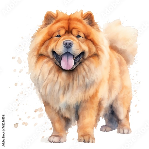 cute watercolor Chow Chow dog breed illustration © Redwood Stock