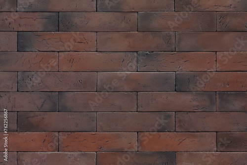 Texture of reddish-brown rectangular bricks wall  background