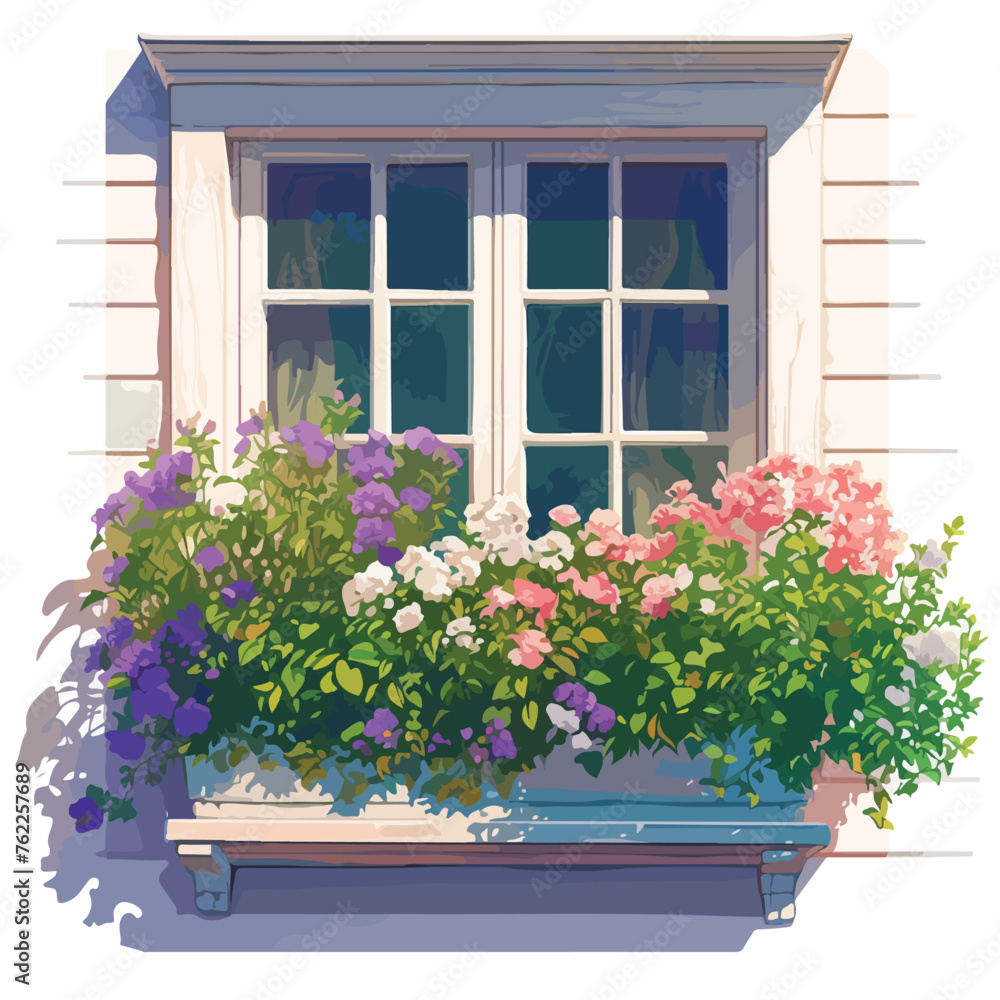 Window Flower Box Clipart isolated on white background