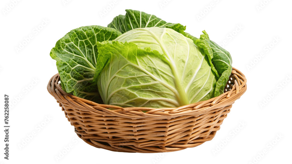 A cabbage in basket isolated on Transparent background. A cabbage in basket isolated on Transparent background.