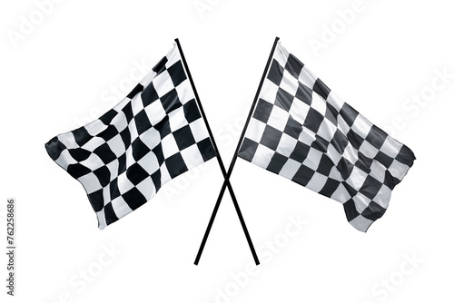 win winner checkered flag Black and white waving on on post sign of final round end of line racing motor sport competition game. checkered flag isolated on white background. This has clipping path.