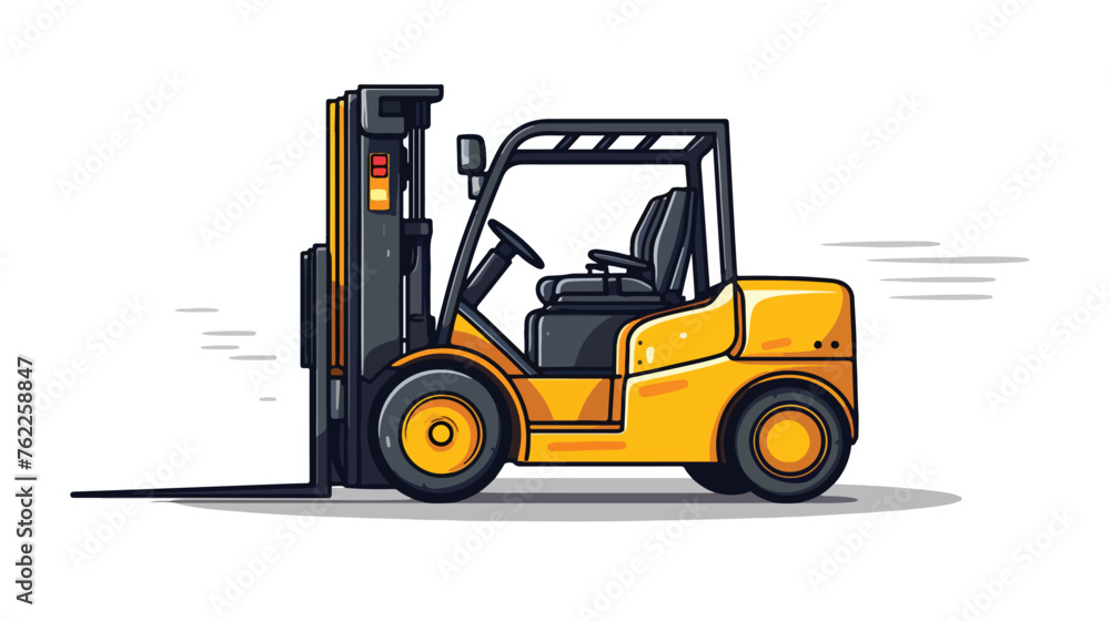 Forklift vehicle colored drawing and single icon han