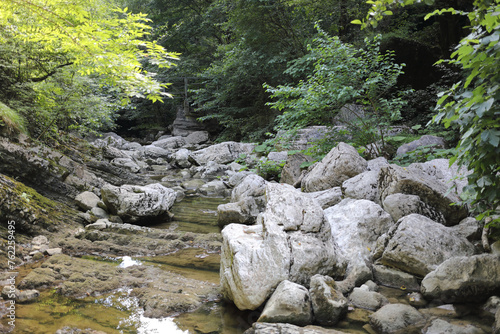 Agur waterfalls, cascade of waterfalls on river Agura in Khostinsky district of city of Sochi photo