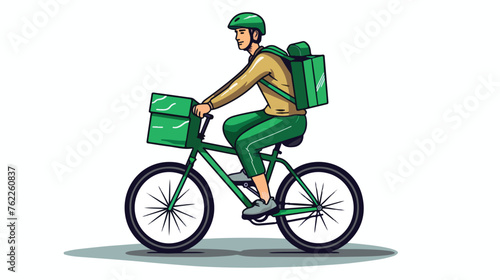 Fototapeta Naklejka Na Ścianę i Meble -  Graphic vector is man with his bike delivery