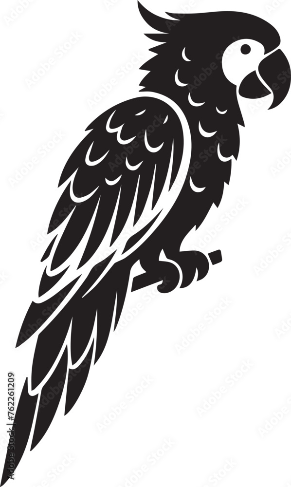Black silhouettes of parrot showcasing their distinct poses and features Black silhouettes of parrot showcasing their distinct poses and features