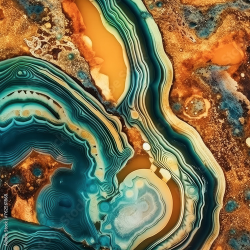 Vibrant turquoise agate mineral patterns