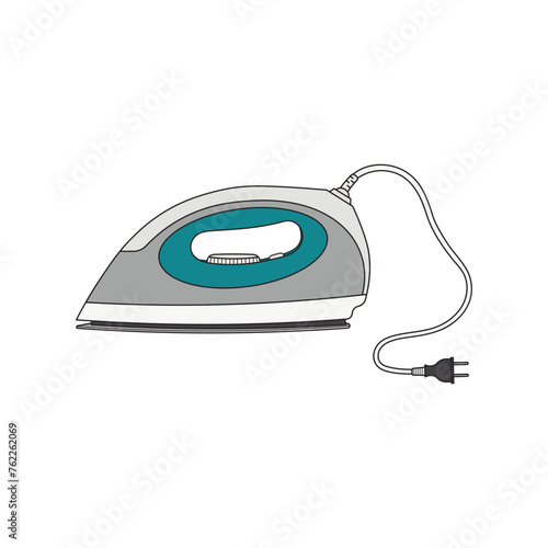 Kids drawing Cartoon Vector illustration ironing machine icon Isolated on White Background