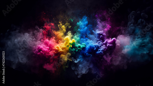 Rainbow Haze: Smoke Swirls Against a Dark LGBT Background, Evoking Mystery and Intrigue photo