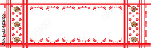 Assamese Bihu Gamosa Design with Japi and Floral