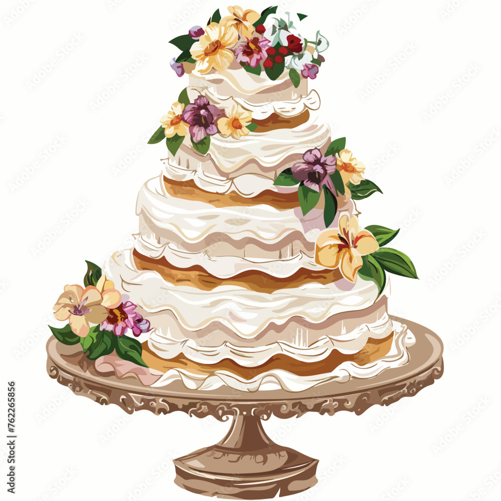 Wedding Cake Clipart isolated on white background Stock Vector | Adobe ...