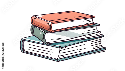 Hand drawn stacked books on isolated transparent background illustration design 