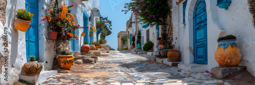 Tunisia Djerba island Guellala village,
Travel bougainvillea cyclades greece blue
 photo