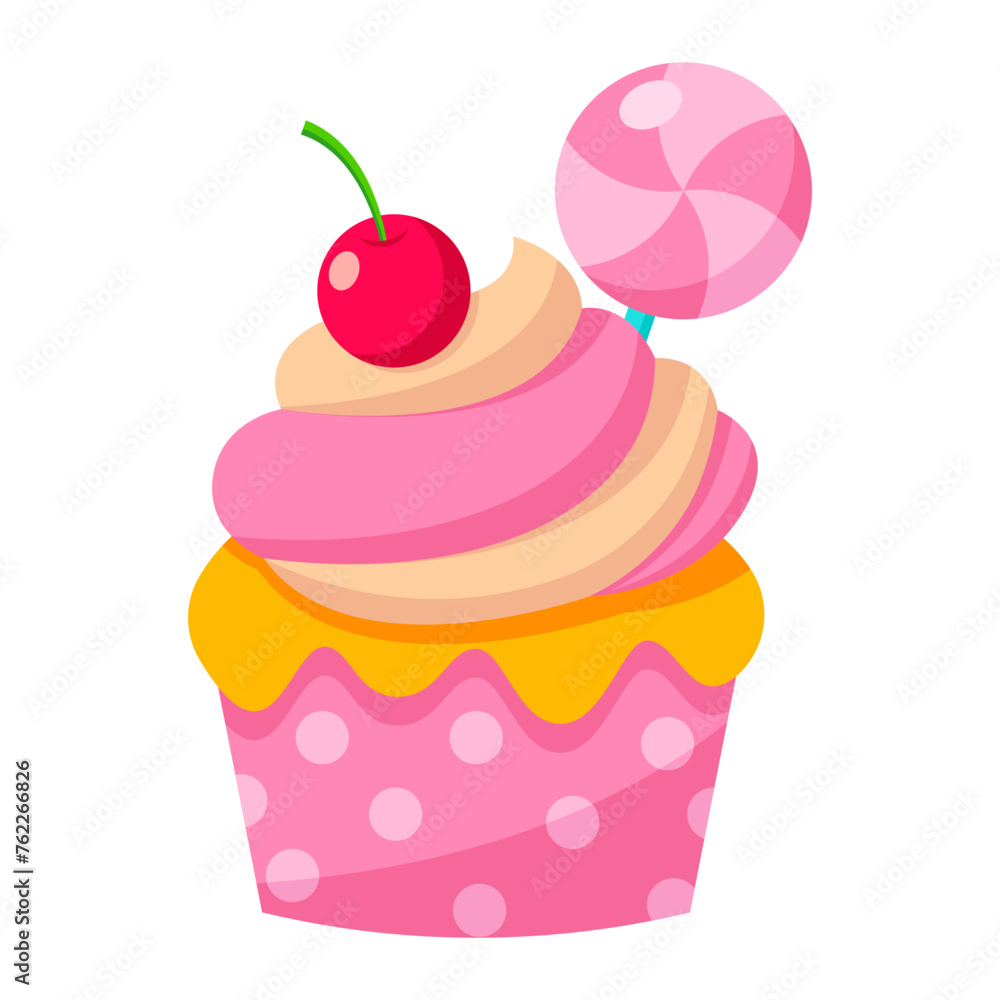 cartoon cupcake icon.