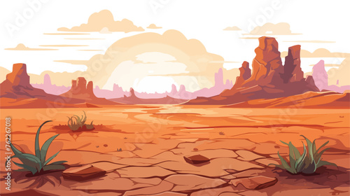 Landscape with cracked earth. Desert background. fla