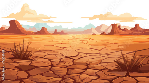 Landscape with cracked earth. Desert background. fla