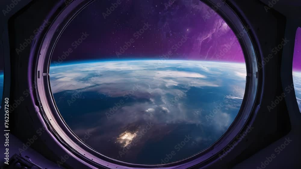The Earth glows blue through the window of a space station, a beautiful planet teeming with life, suspended in the pitch-black void of space. The Earth glows blue through the window of a space station, a beautiful planet teeming with life, suspended in the pitch-black void of space.