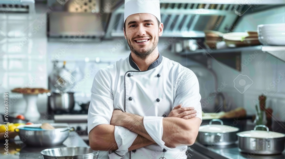 Smiling chef cook standing with arms folded Smiling chef cook standing with arms folded