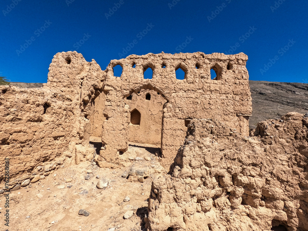 The ruined and abandoned village of Old Tanuf, near Nizwa, Sultanate of Oman