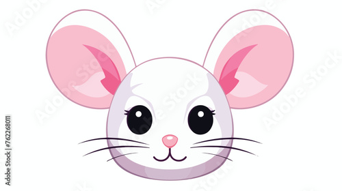 Line female mouse head cute animal  flat vector