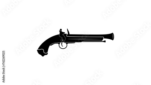 pirate firelock musket, black isolated silhouette
