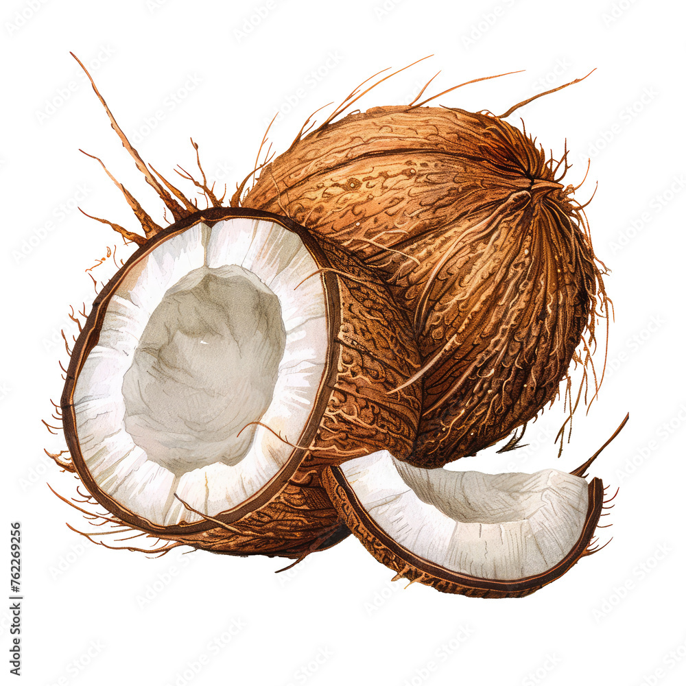couple coconuts, clean isolated on transparent background couple coconuts, clean isolated on transparent background
