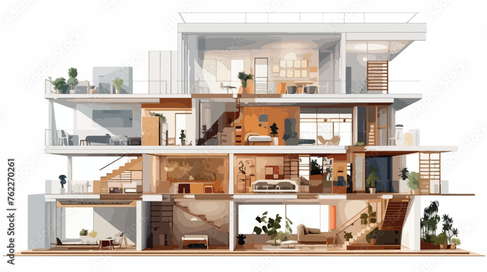 Models for architectural interior design flat vector