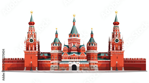 Moscows kremlin. Tourist attraction. Cartoon flat .