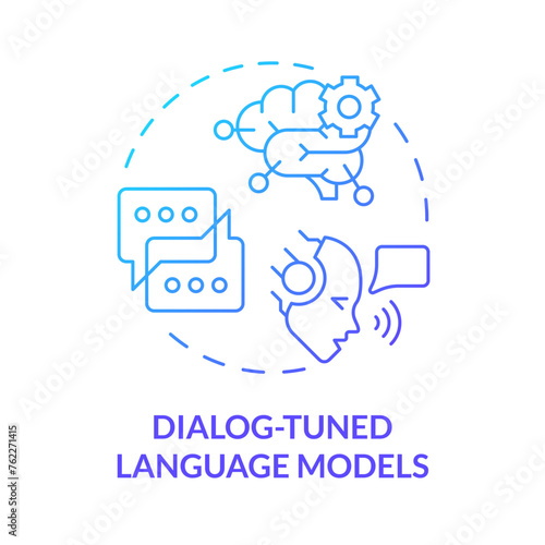 Dialog-tuned language models blue gradient concept icon. Intent management. Sentiment analysis. Round shape line illustration. Abstract idea. Graphic design. Easy to use in infographic, presentation
