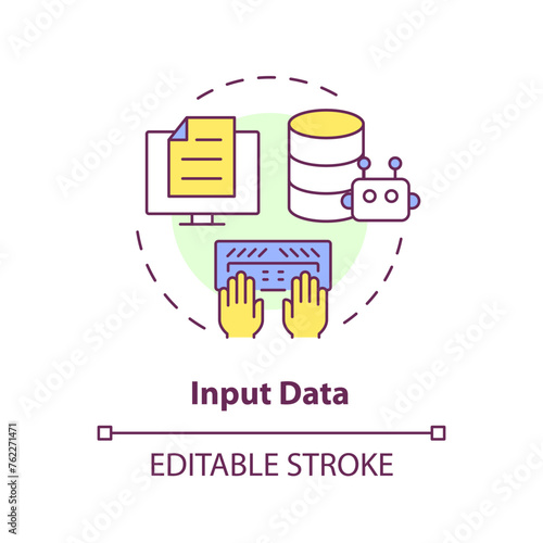 Input data multi color concept icon. Key element of prompt. Specific information for chatbot. Data entry. Round shape line illustration. Abstract idea. Graphic design. Easy to use in article