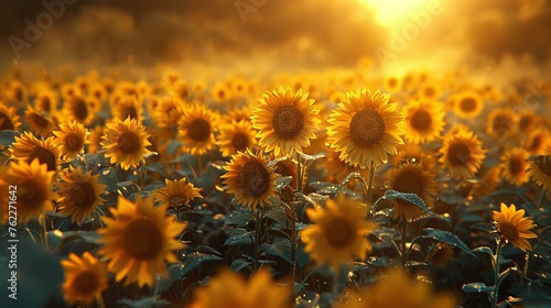 Chimeric blooms under the sun serene field of sunflower wonders