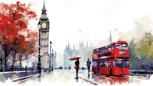 Oil painting on canvas street view of london