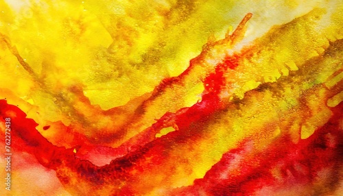 Abstract Yellow and Red Watercolor Background