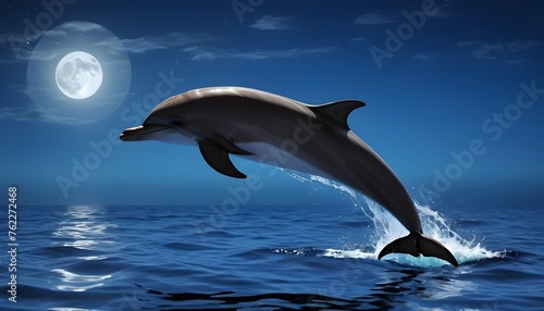 A Dolphin Swimming In The Moonlight © Shimaa
