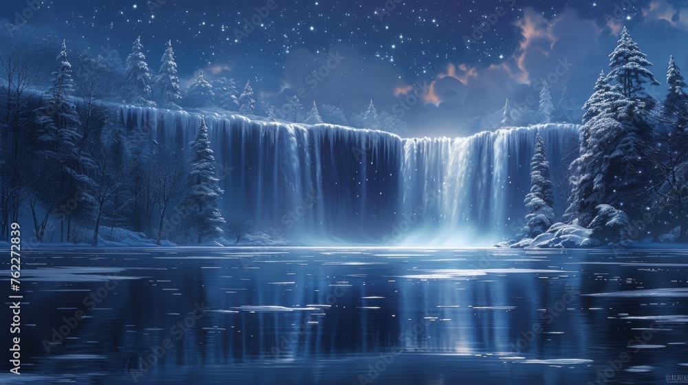 Icy esplanade celestial waterfall