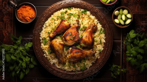 National food of Saudi Arabia Chicken with Saudi Mandi Rice