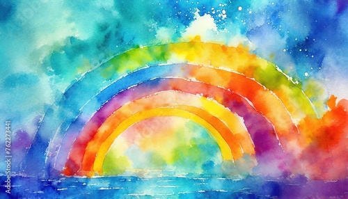 Vibrant Watercolor Rainbow Painting