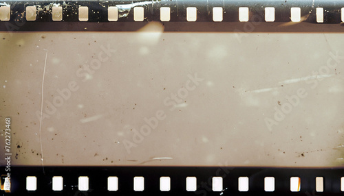 Strip of old celluloid film with dust and scratches - negative noise, copy space